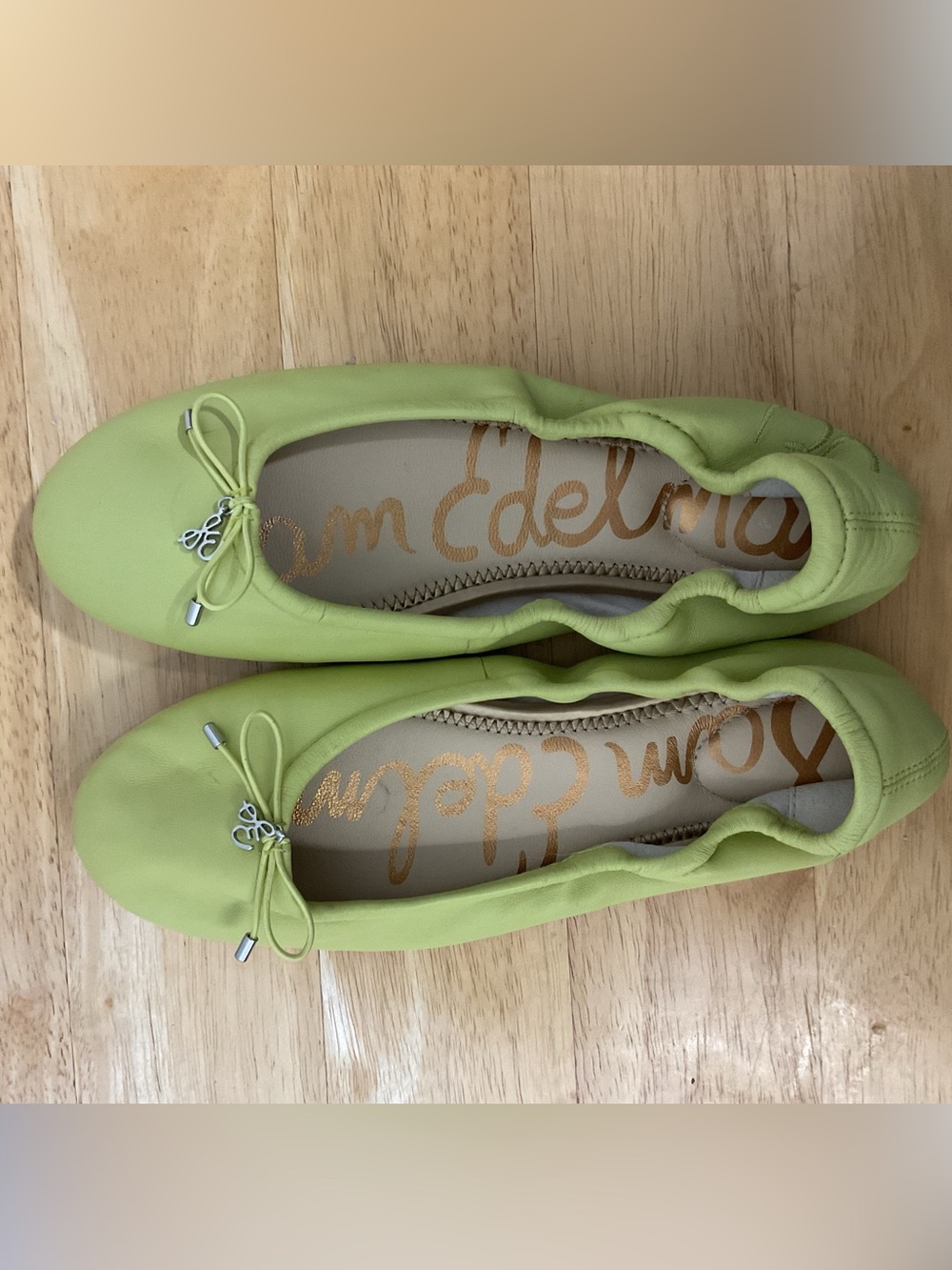 Sam Edelman Soft Yellow Leather Ballet Flats with Bow